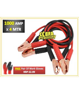 COBRA 1000 Amp Booster Cables + FREE Pair Of Work Gloves